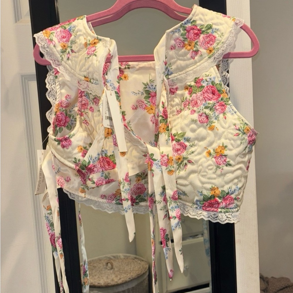 NWT For Love & Lemons Amandine Crop Top M - Picture 6 of 7